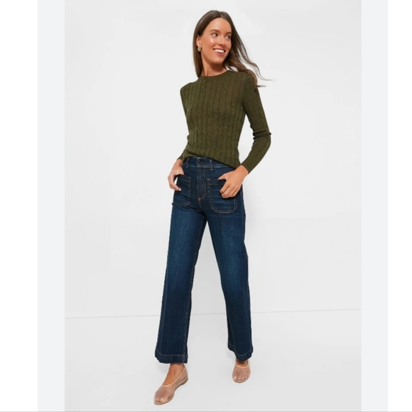 Polo Ralph Lauren Cable Knit Cotton Blend Crew Neck Sweater In Canopy Olive S - Picture 6 of 12